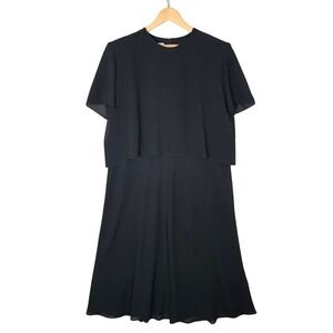 Caron II Vintage Black Chiffon Layered Midi Sheath Dress Plus Size 20